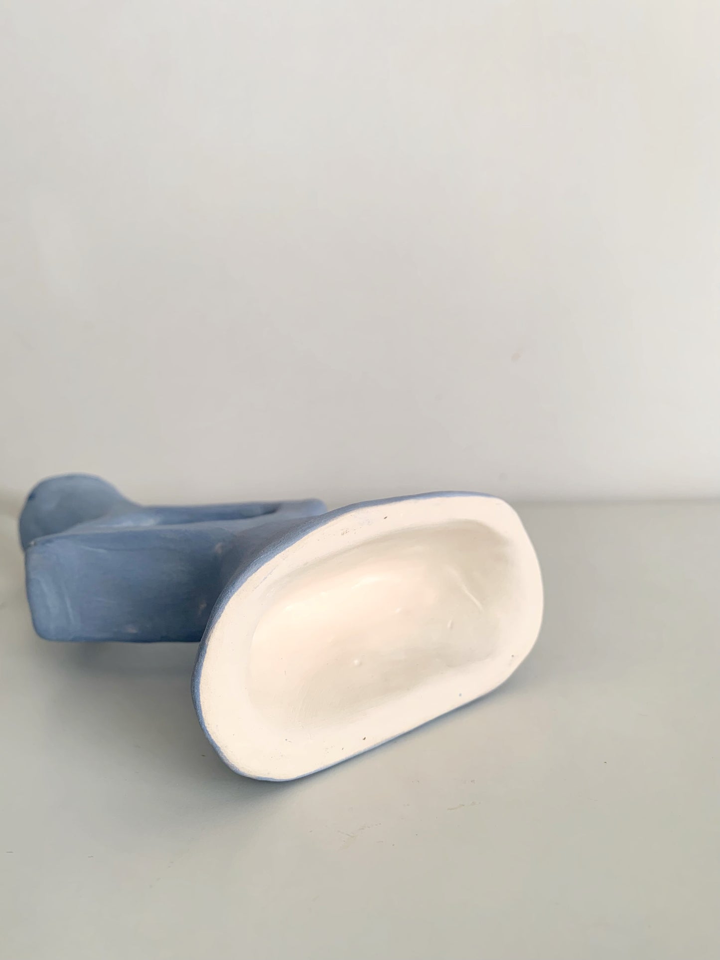Blue ceramic candleholder