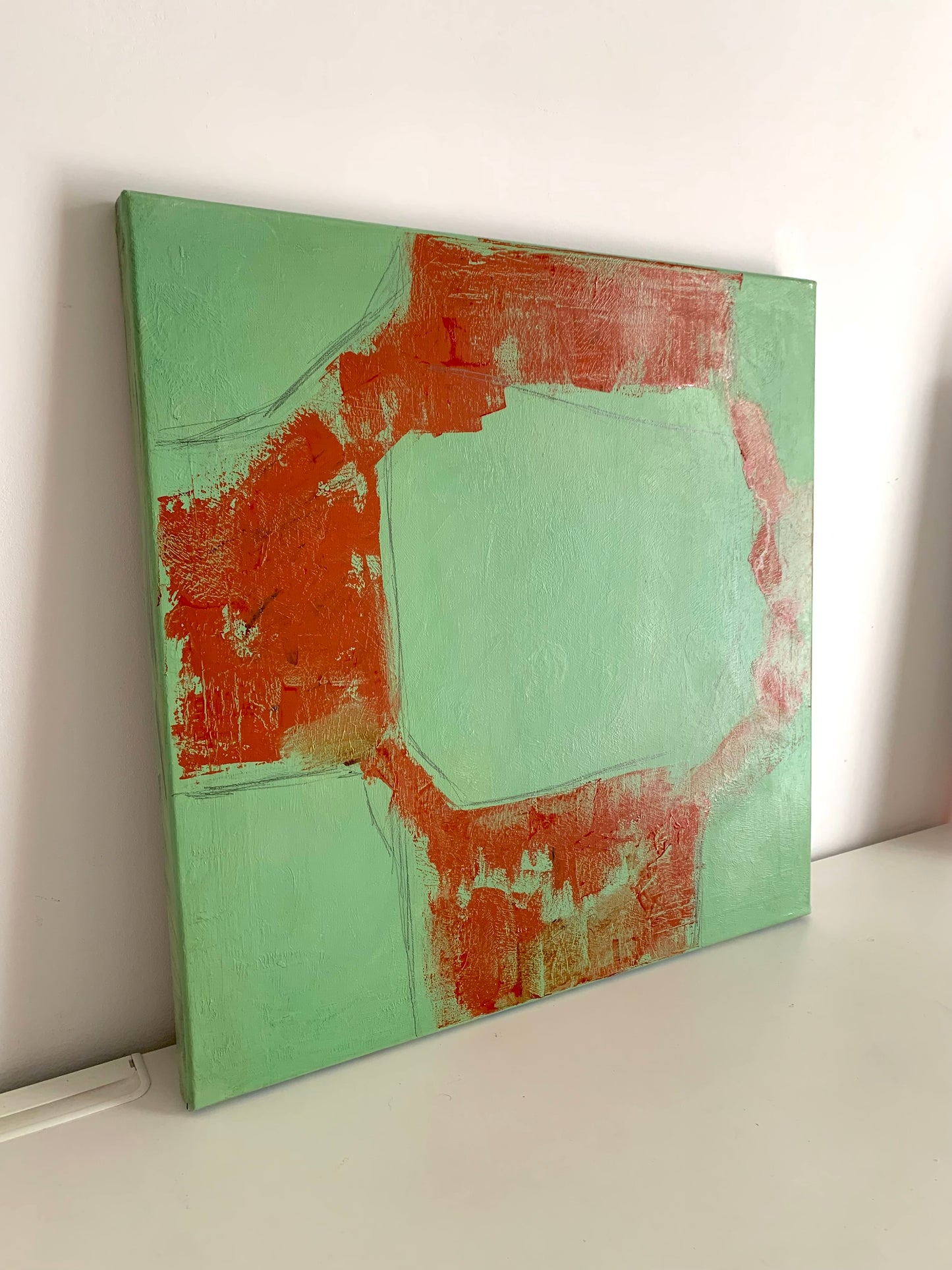 Green square abstraction | 19.6” x 19.6”