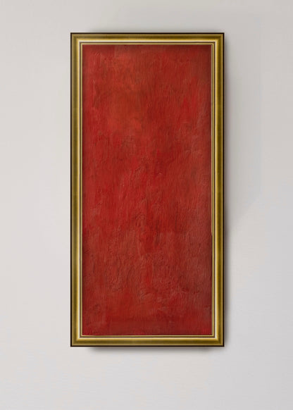 Red oil painting in golden frame