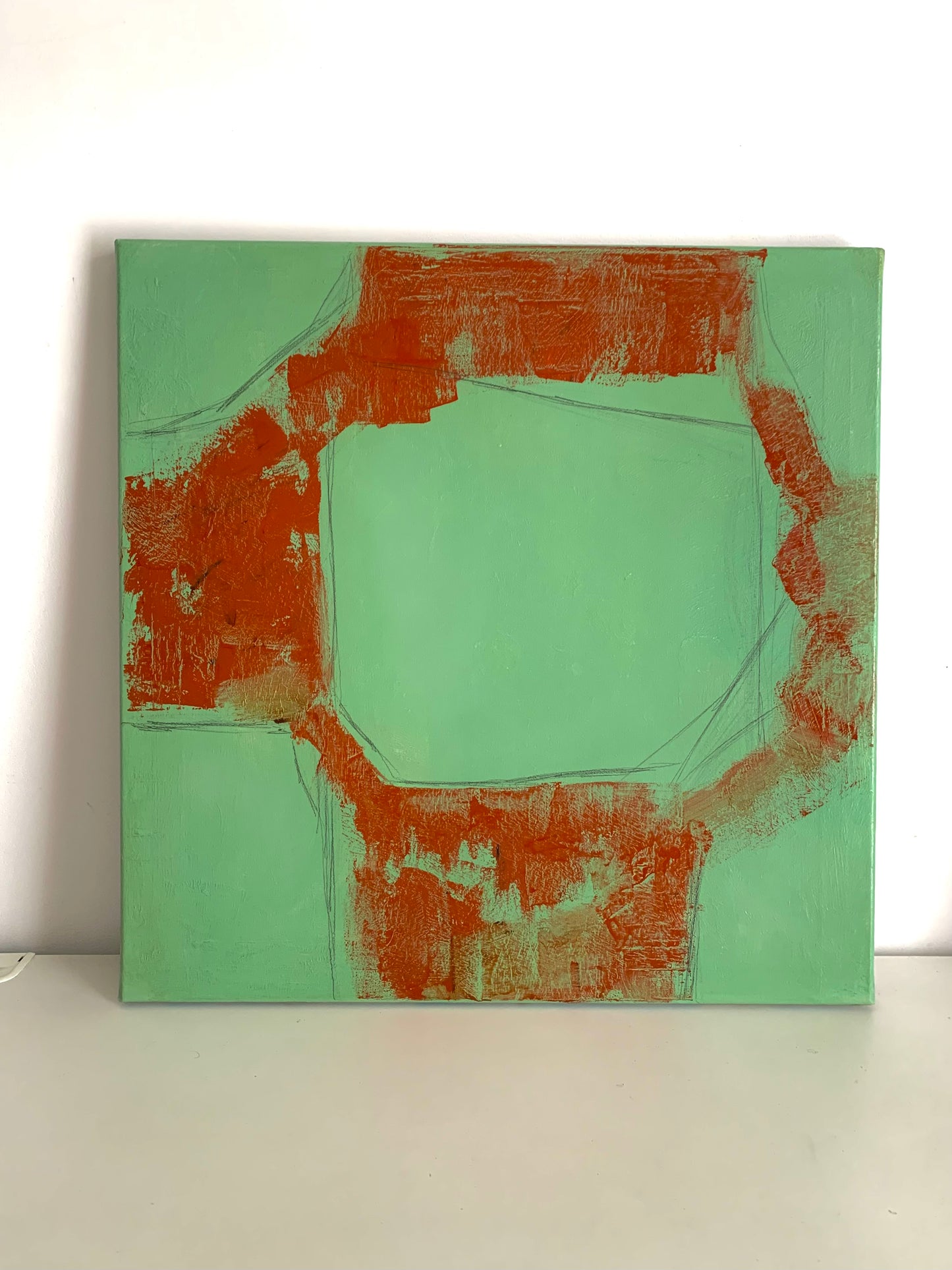 Green square abstraction | 19.6” x 19.6”